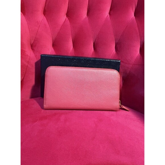 PRADA Saffiano Leather Zip Around Long Wallet in Dusty Pink - Picture 3 of 8